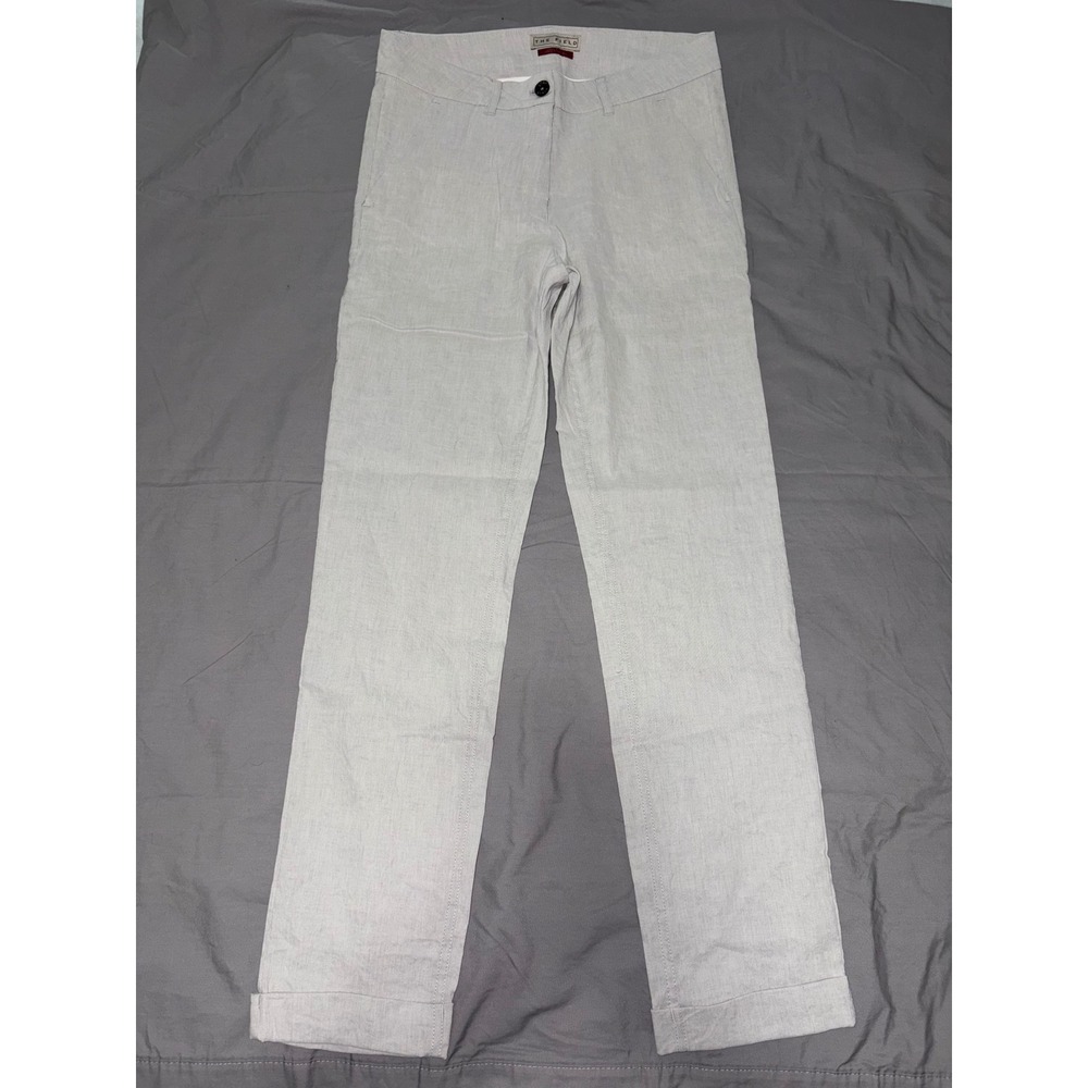 The Field Linen Blend Straight Leg Trousers Light Grey Size 8